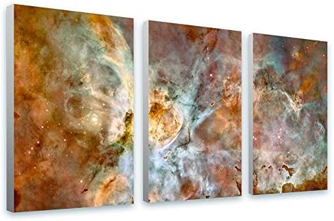 Alonline Art - האבל נאסא אסטרונומיה 3 פאנלים לפי גלקסי חלל | מסגרים מתוחים ממוסגרים על מסגרת מוכנה לתלייה